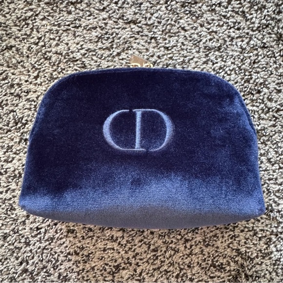 Dior Handbags - Christian Dior velvet blue zip pouch
